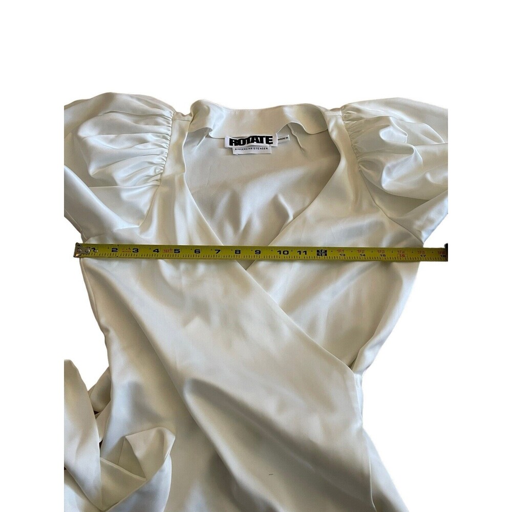 Rotate Birger Christensen Number 31 Bright White Satin Wrap Dress US 6 - Picture 6 of 10